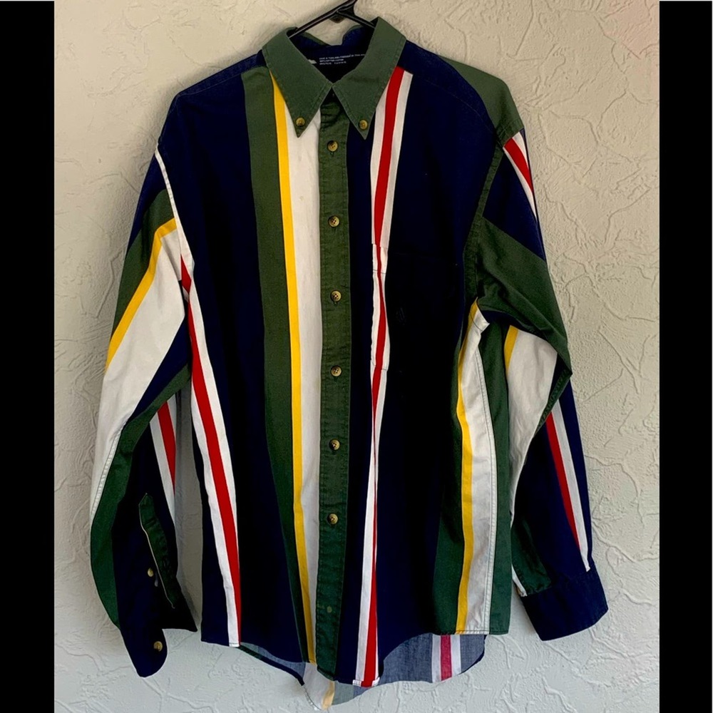 MENS VINTAGE 90’S COLOR BLOCKED NAUTICA BUTTON UP LONGSLEEVE SHIRT SIZE MEDIUM - Picture 1 of 6
